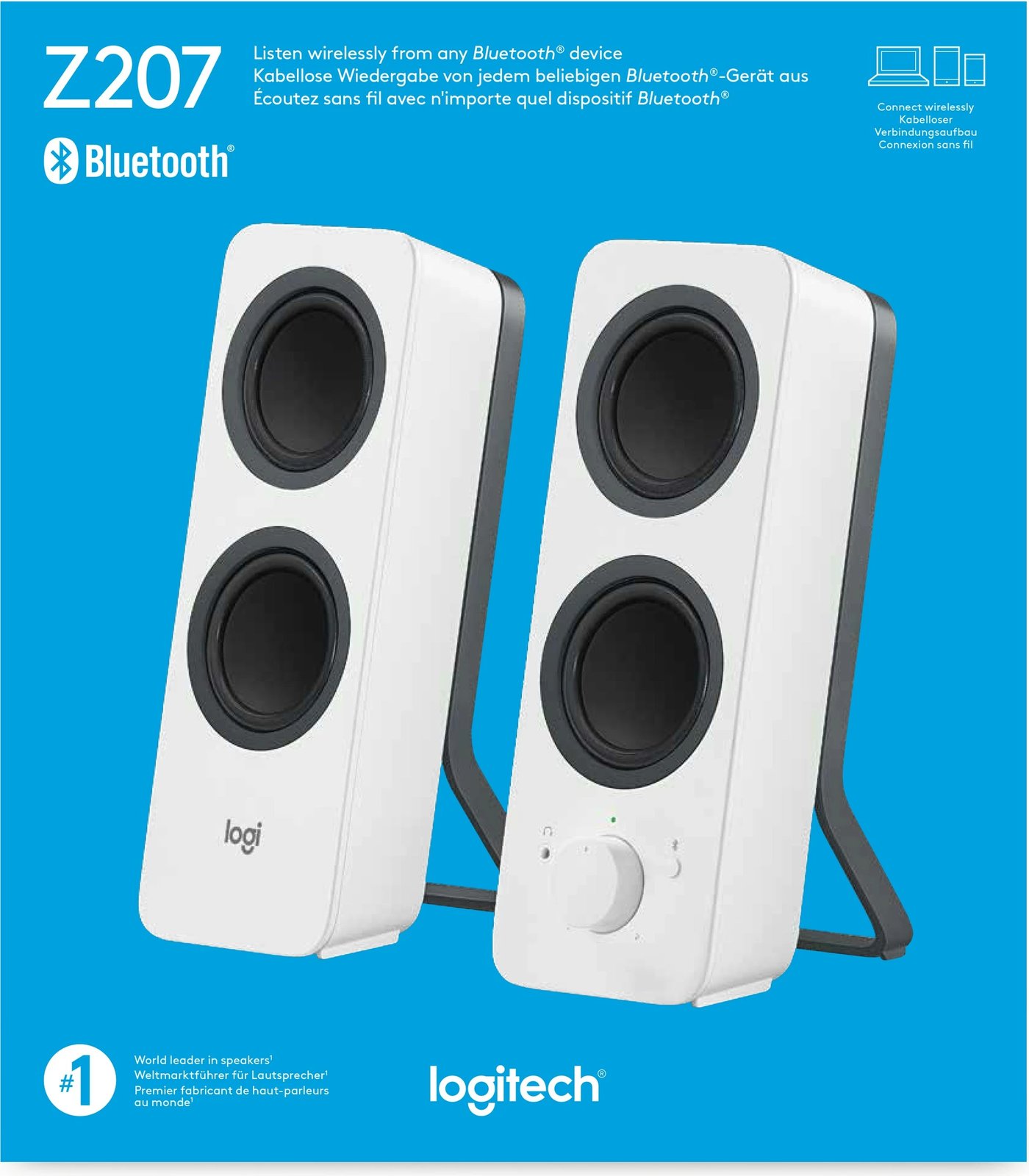 Altoparlantë kompjuteri Logitech Z207, Bluetooth, 2.0 kanale, 5 W, Bardhë