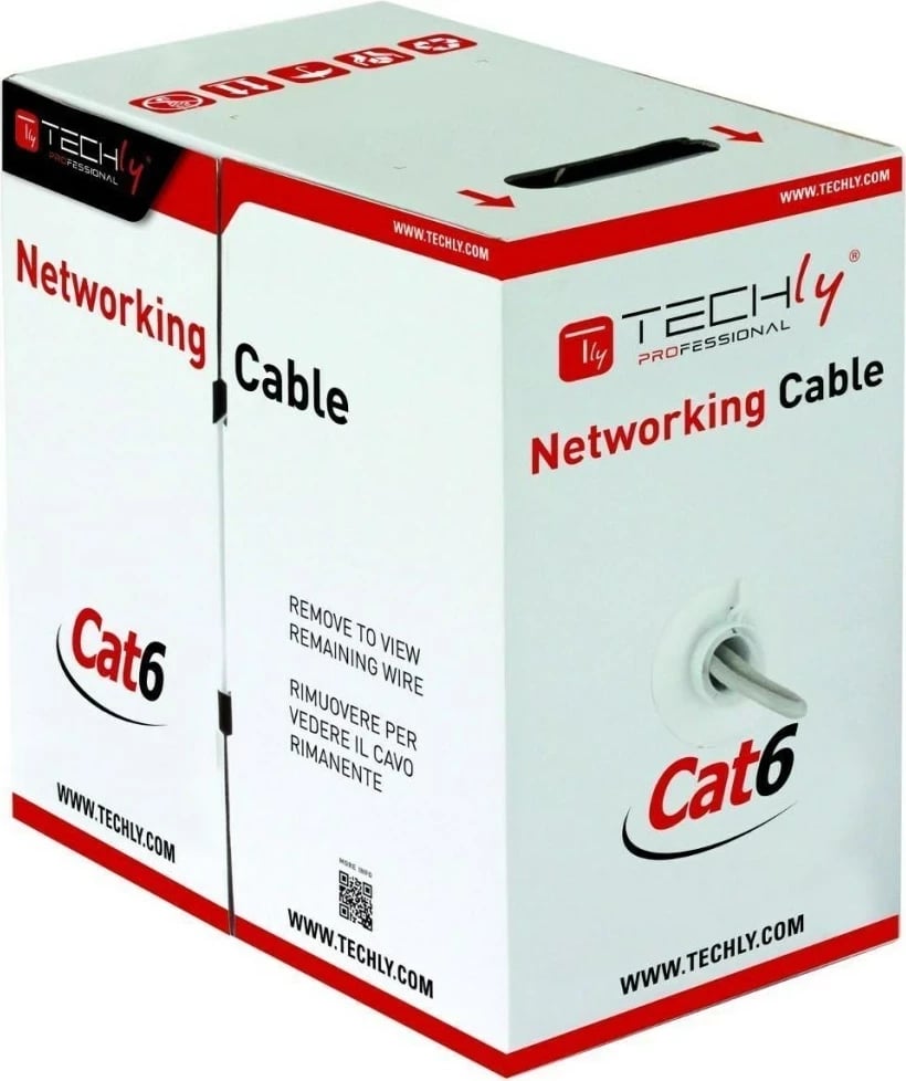 Kabëll i përdredhur Cat 6 UTP 305m, TECHly, Gri