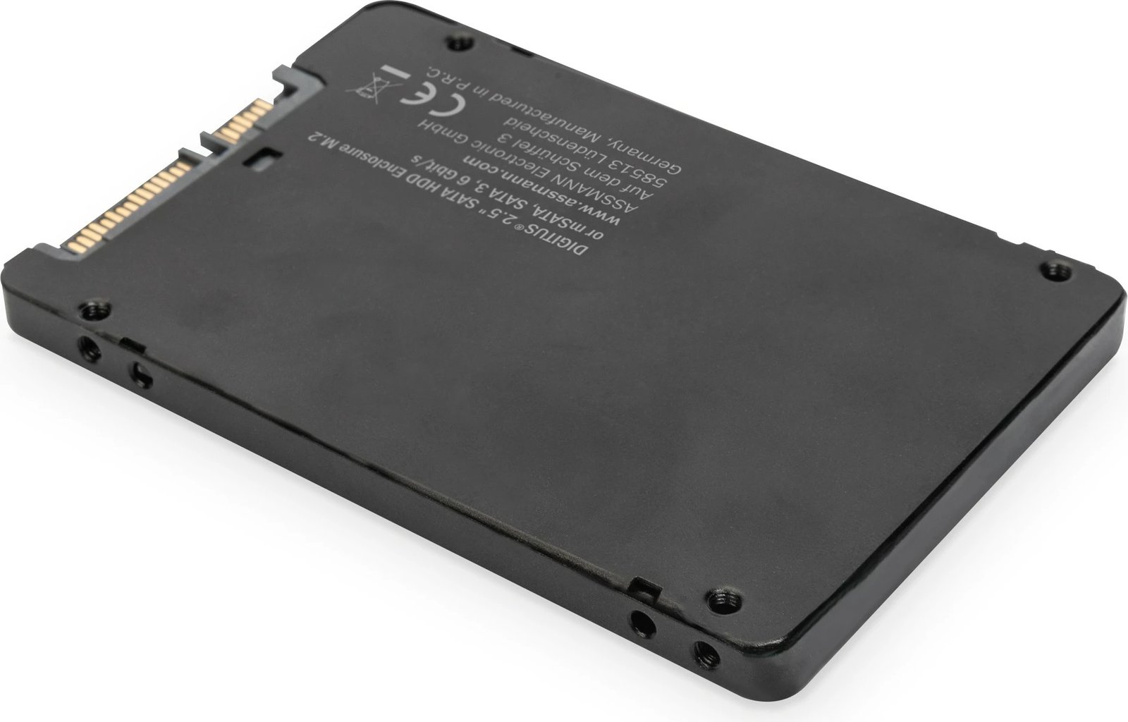 Kasë Digitus 2.5" SATA për SSD/HDD, mbështet M.2 ose mSATA, 6 Gbit/s, e zezë