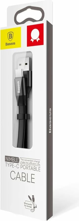 Kabllo Baseus Nimble CATMBJ-01, USB në USB-C, 0.23m, e zezë