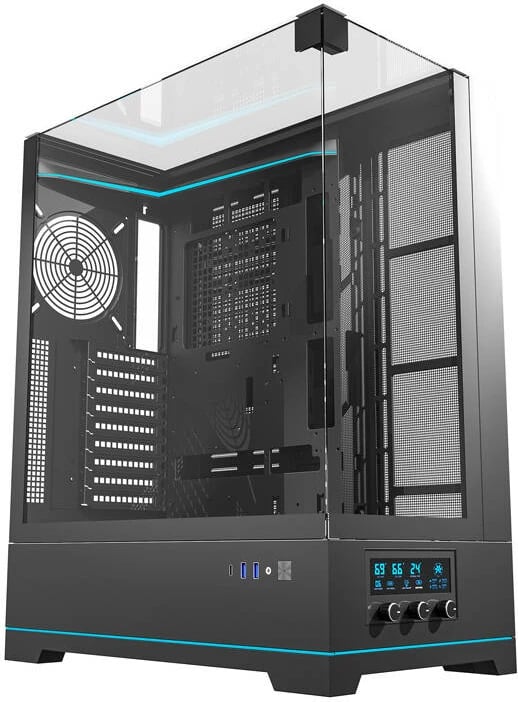 Kasë Darkflash DY450L, Big Tower, pa ventilatorë, e zezë