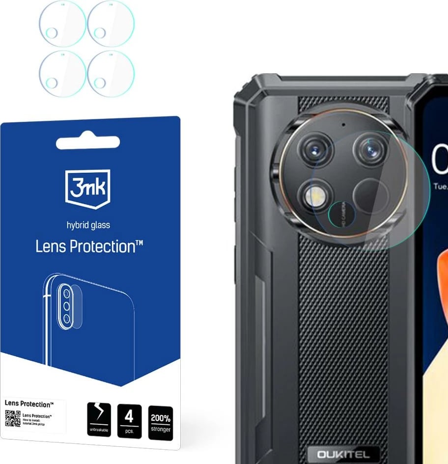 Mbrojtës kamere 3mk Protection për Oukitel WP28, xham hibrid, transparent