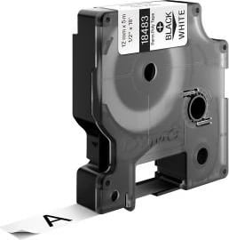 Shirit etiketimi Dymo 18483 (S0718210) 12 mm x 5.5 m, vinyl, i zi në të bardhë