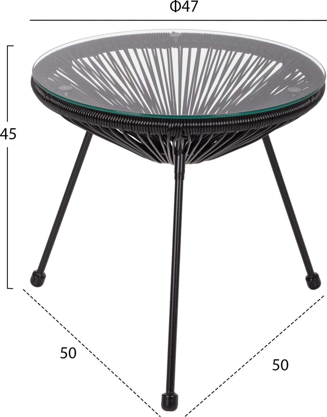 Tavolinë anësore profesionale Allegra, metal i zi dhe ratan i zi, FH5874.01, D47x45Hcm Tavolinë anësore profesionale Allegra, metal i zi dhe ratan i zi, FH5874.01, D47x45Hcm