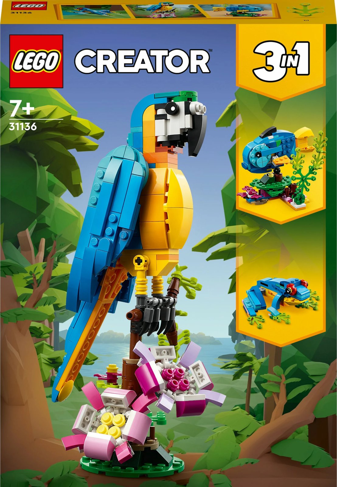 Set ndërtimi LEGO Creator 3-in-1 Papagalli Ekzotik, 253 pjesë, shumëngjyrësh