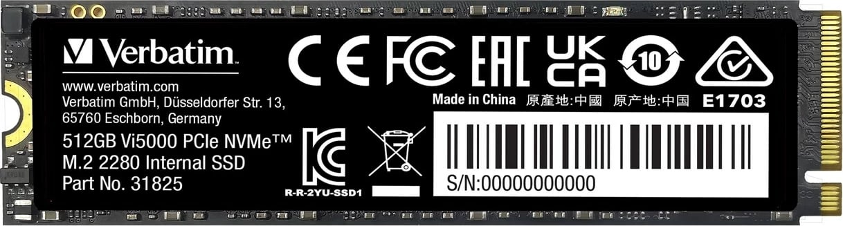 SSD Verbatim Vi5000 PCIe NVMe M.2, 512 GB, Zi