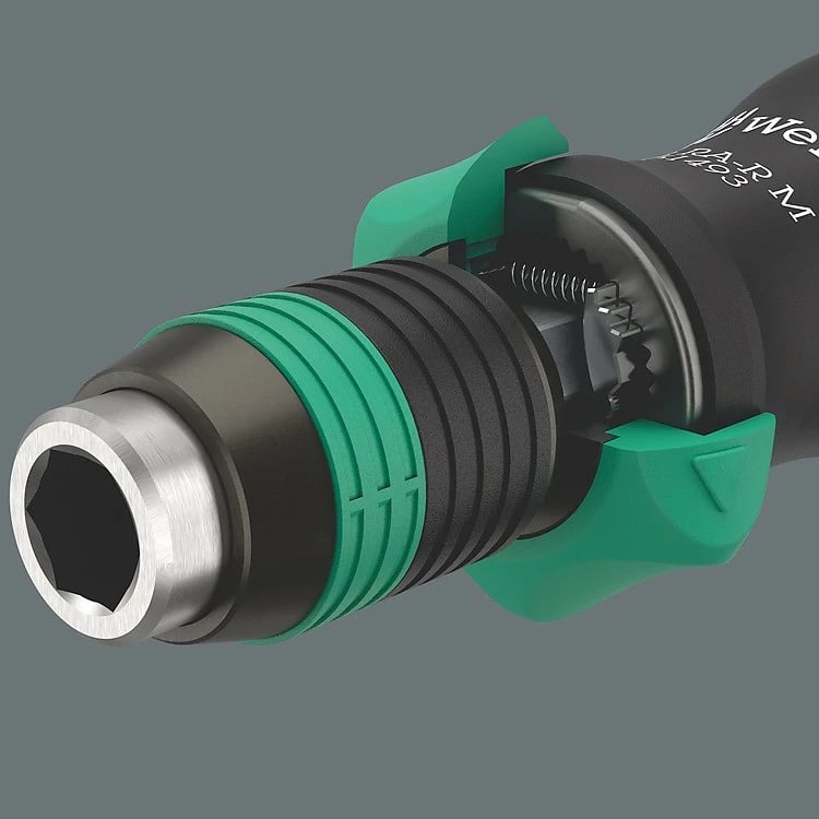 Set kaçavidash Wera 838 RA-R M, 15 pjesë, me mbështjellës, zi/gjelbër