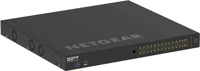 Switch i menaxhueshëm NETGEAR M4250-26G4XF-PoE+, 24 porte Gigabit, 4 SFP+, PoE+, rackmount, i zi