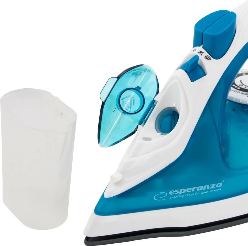 Hekur me avull Esperanza SLIDER EHI002, 2200W, pllakë qeramike, kaltër/bardhë Hekur me avull Esperanza SLIDER EHI002, 2200W, pllakë qeramike, kaltër/bardhë