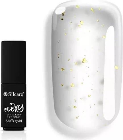 Top coat për thonj Silcare Flexy She’s Gold me shkëlqim të artë, 4.5g