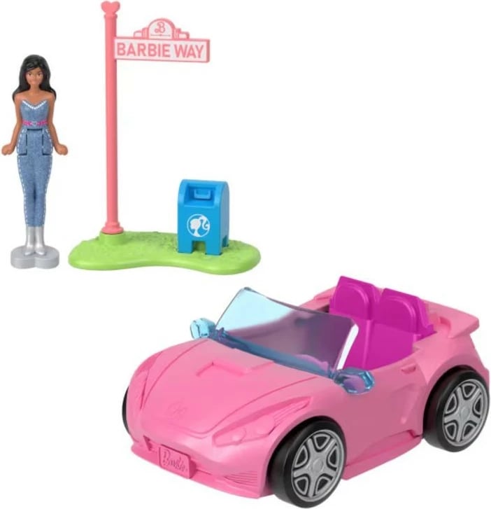 Set lodrash Barbie Mini BarbieLand me makinë off-roader dhe kukull, shumëngjyrëshe