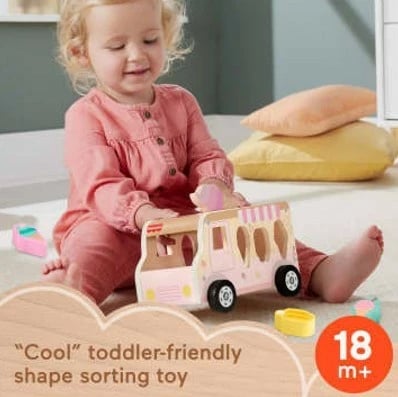 Sorter druri Fisher Price HXT86, kamion akulloresh, 7 forma, dekorativ, rozë
