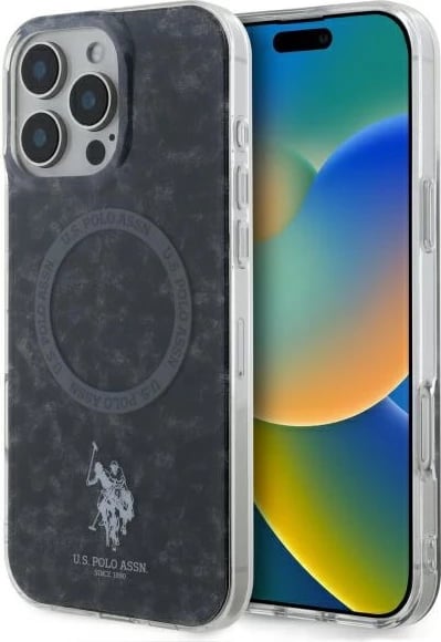 Mbështjellës U.S. Polo Assn. IML Ring MagSafe për iPhone 16 Pro, Zi