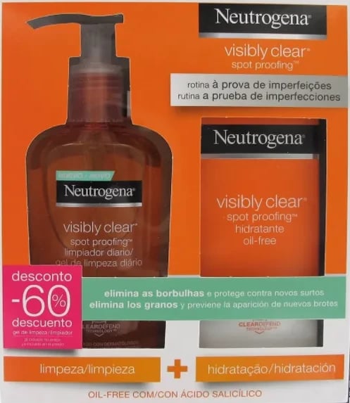 Set për fytyrë Neutrogena Visibly Clear Daily Wash & hidratues oil-free, 2 copë