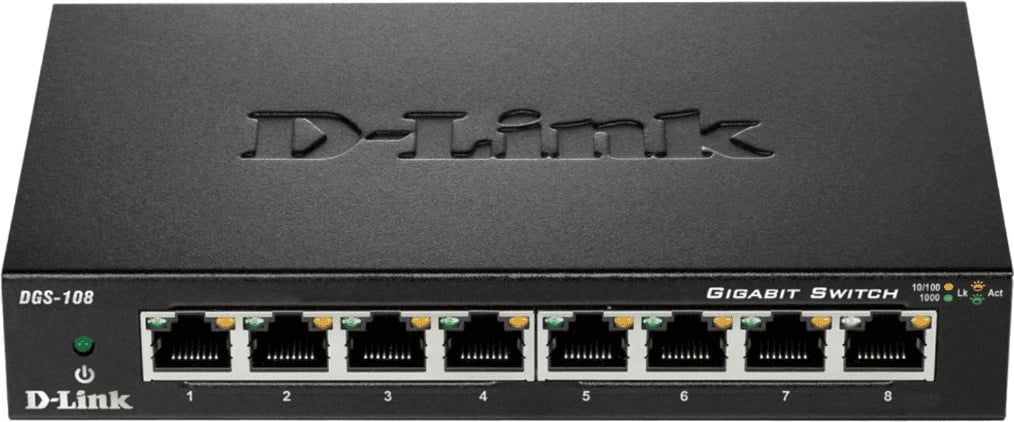 Switch, D-Link DGS-108E 8 porta Gigabit Ethernet, e zezë