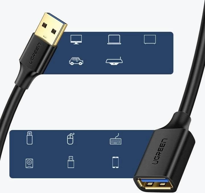 Kabllo zgjatuese USB 3.0 UGREEN 10368B, 1m, e zezë