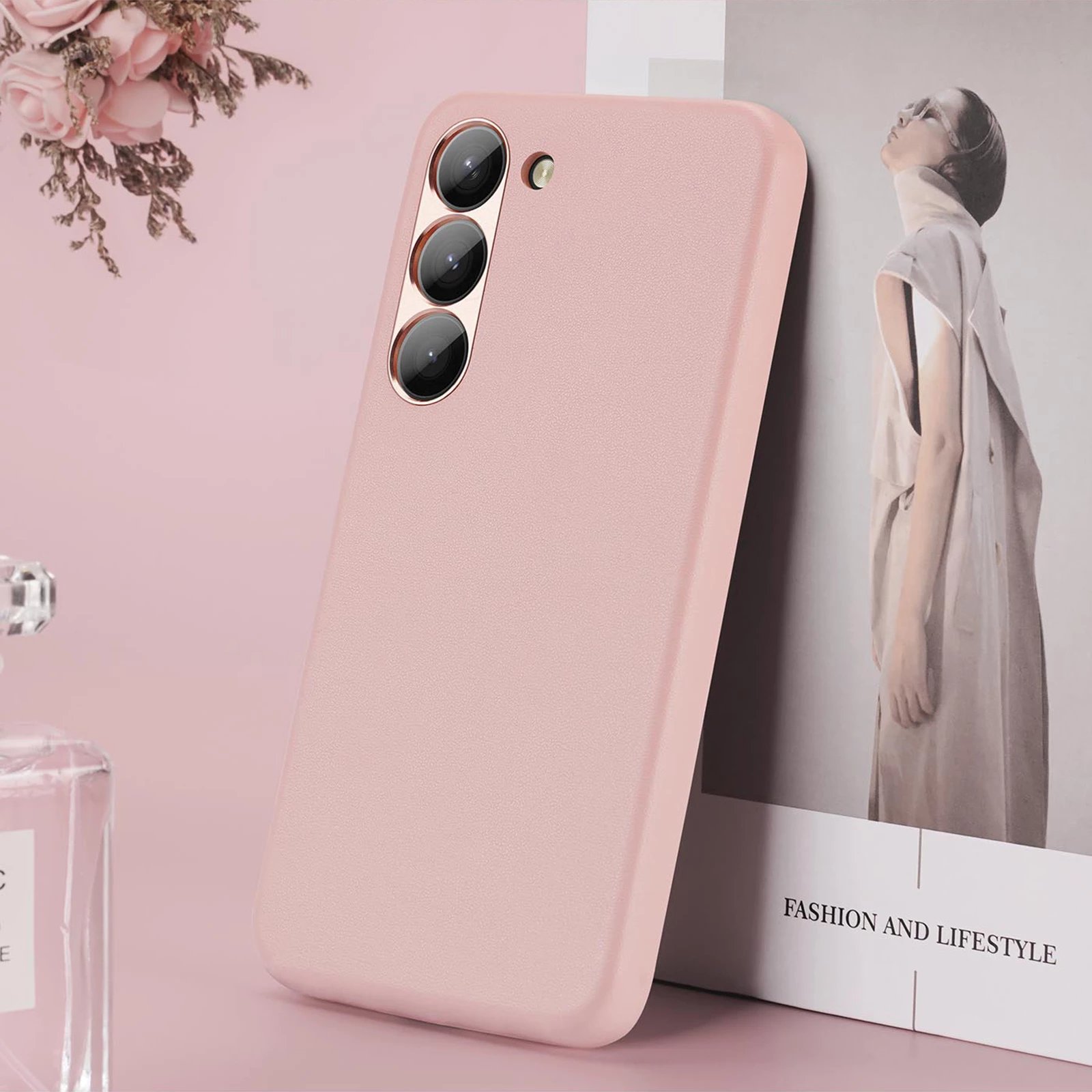 Mbështjellës Dux Ducis Grit për Samsung Galaxy S23+, lëkurë ekologjike, rozë