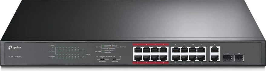 Switch TP-Link TL-SL1218MP, 16-Port 10/100Mbps + 2-Port Gigabit, PoE