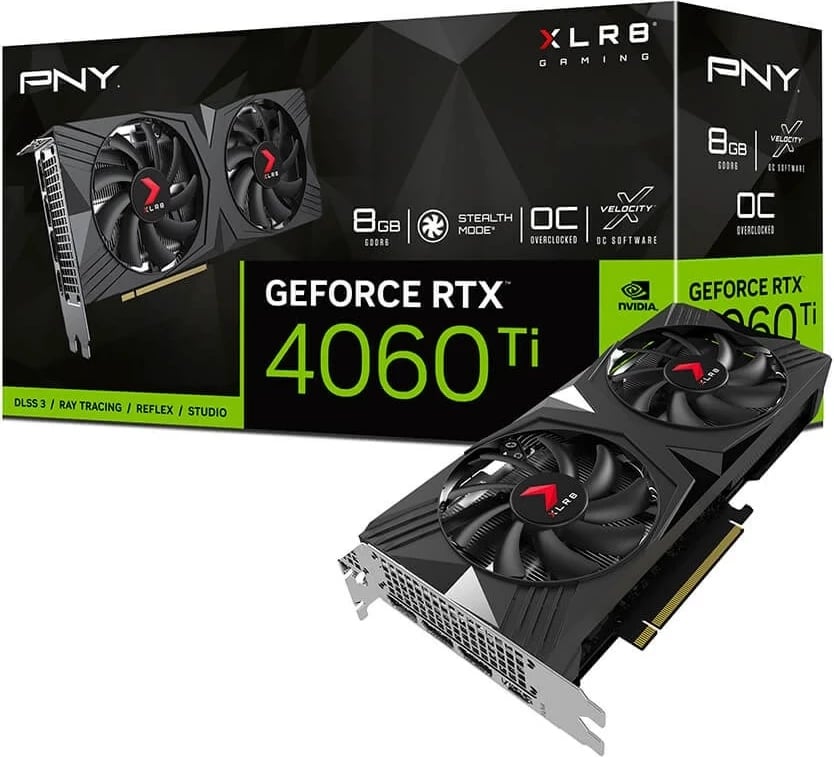 Kartelë grafike PNY GeForce RTX 4060, 8 GB GDDR6, e zezë