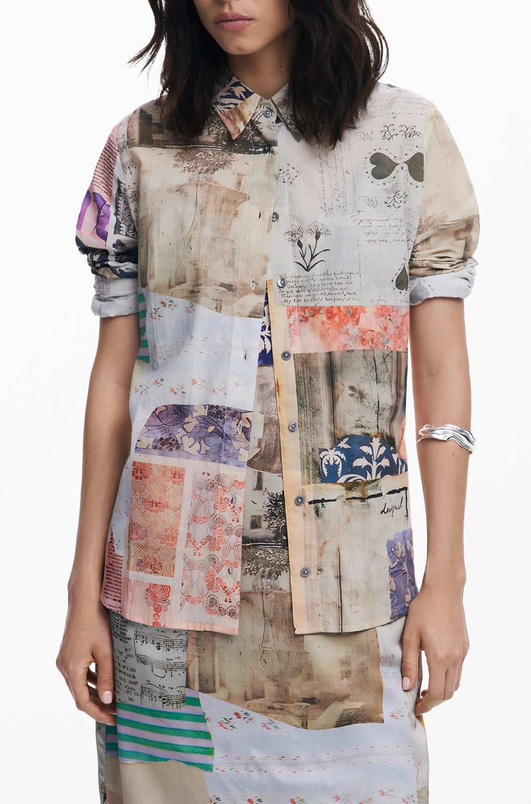 Këmishë për femra Desigual, me mëngë të gjata, beige