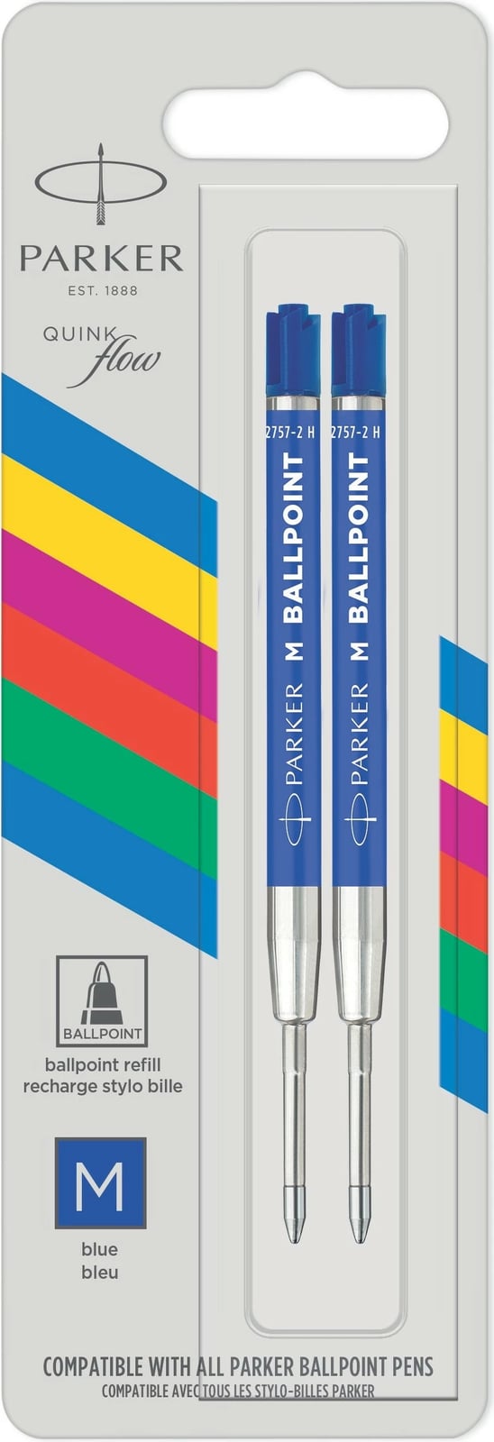 Mbushës stilolapsi Parker Quinkflow, medium, 2 copë, blu