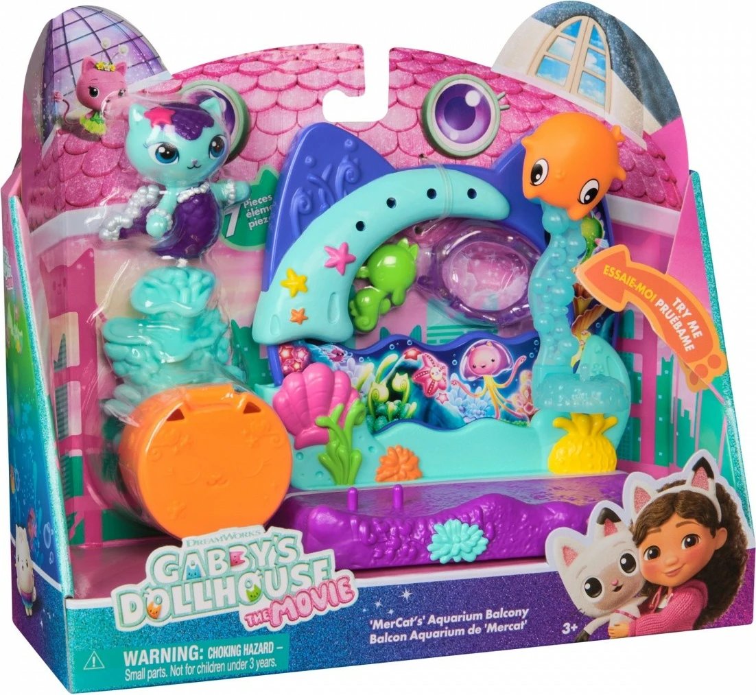 Aksesor ballkon akuariumi Mermaid World për Gabby's Dollhouse, Spin Master 6074163, me figurë MerCat, set