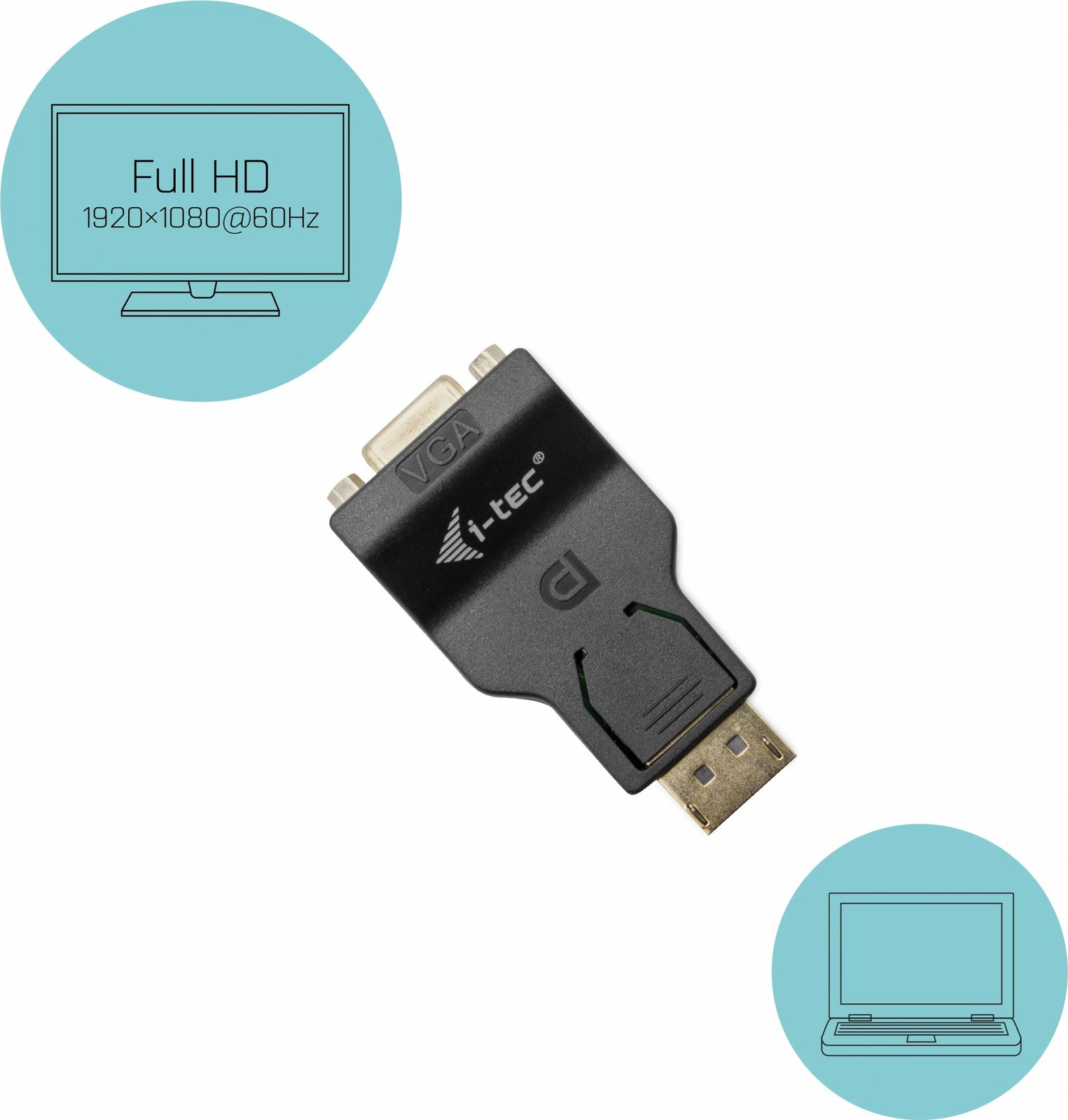Adapter DisplayPort në VGA I-Tec, i zi