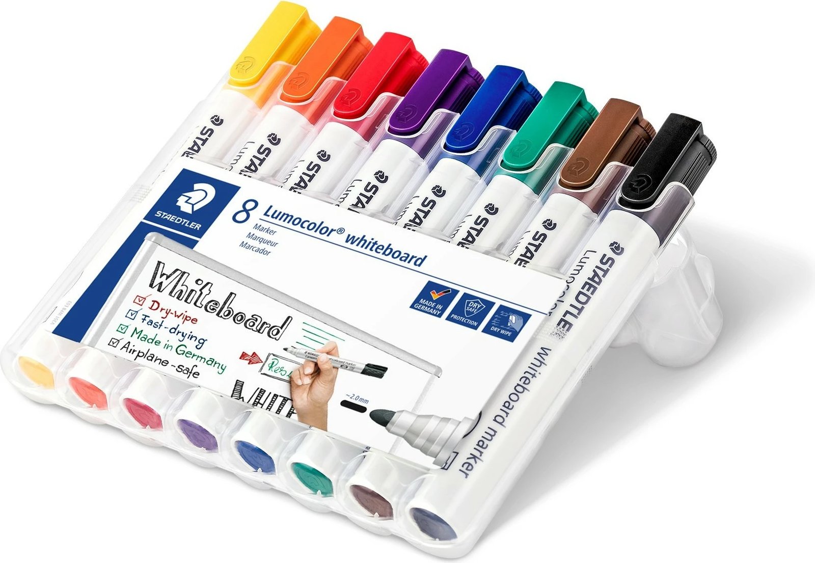 Set markerash STAEDTLER Lumocolor 351 WP8, 8 ngjyra, majë e trashë 2mm, multikolor