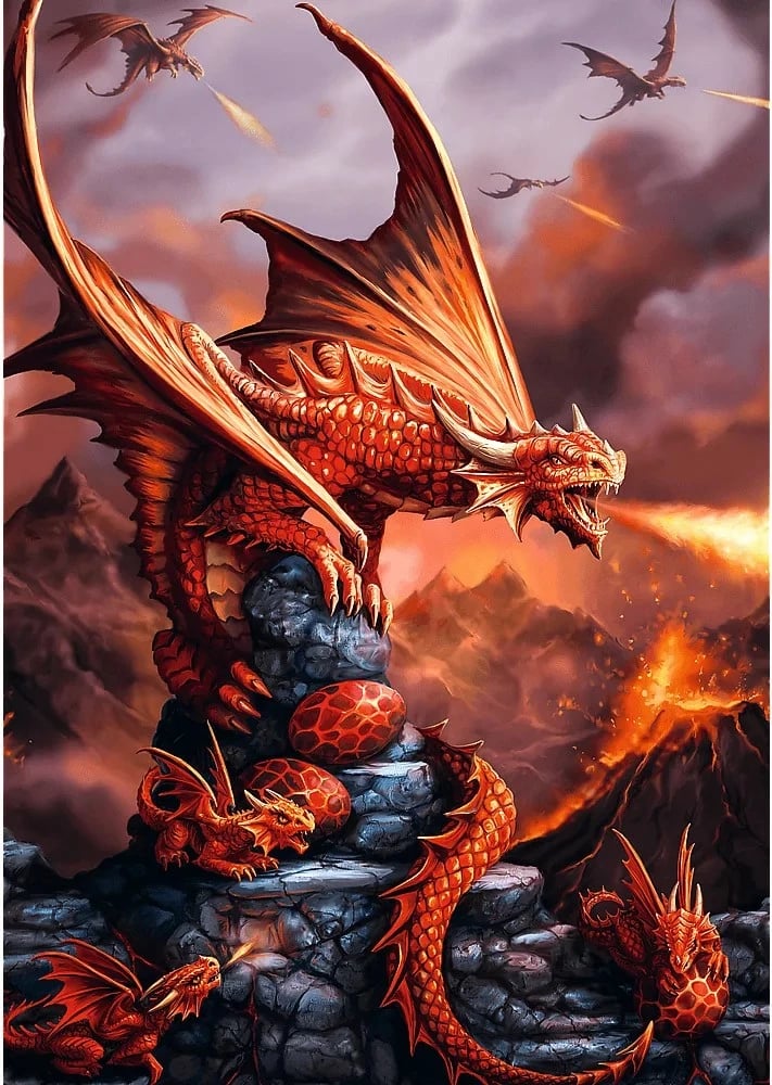 Puzzle Trefl 1000 elemente Fire Dragon Fantasy Collection, 68.3x48cm