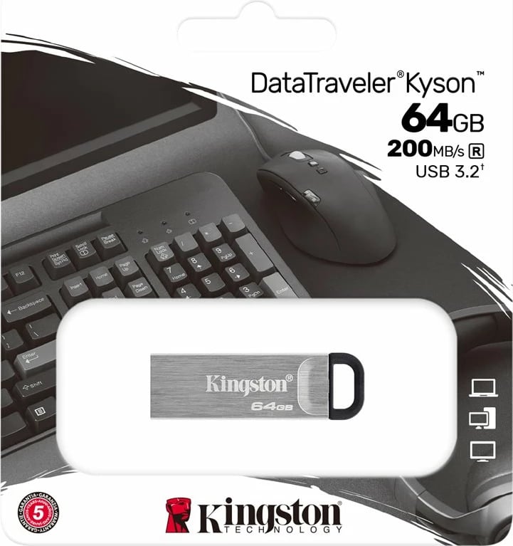 USB Kingston DataTraveler Kyson 64GB, USB 3.2, Argjend