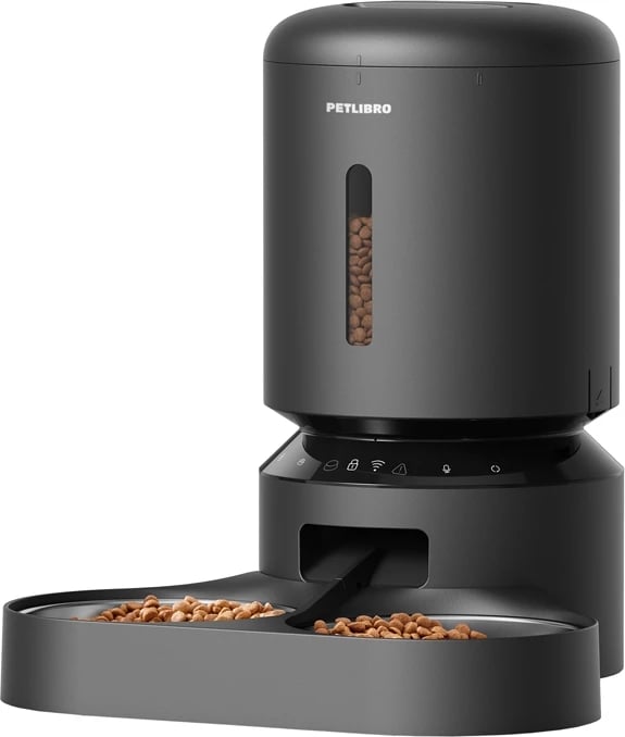 Shpërndarës ushqimi për kafshë Petlibro Granary PL-AF103-36B, 5L, i zi, me dy tasa, Wifi
