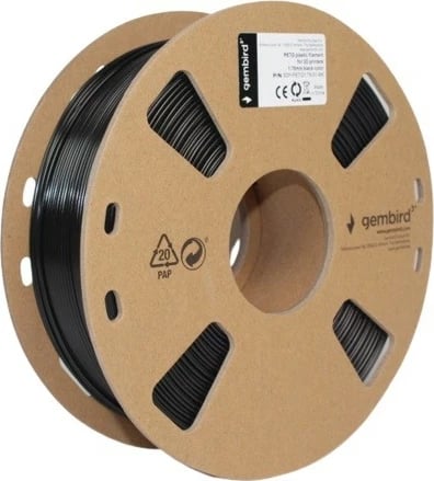Filament për printer 3D Gembird PETG, 1.75mm, 1kg, Zi