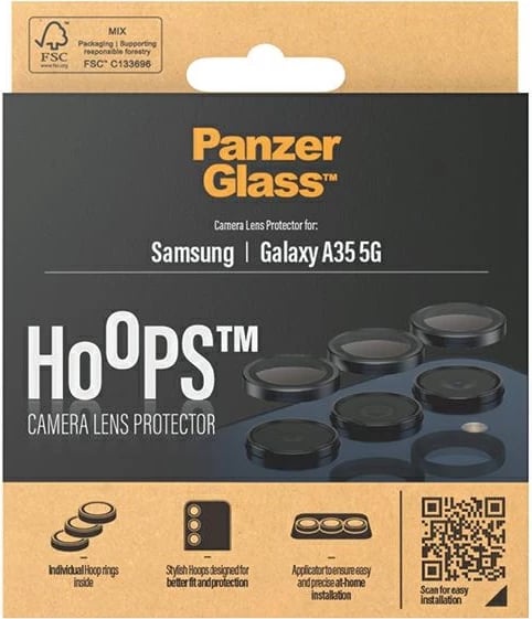 Mbrojtës kamerë PanzerGlass Hoops për Samsung Galaxy A35 5G, kornizë e zezë