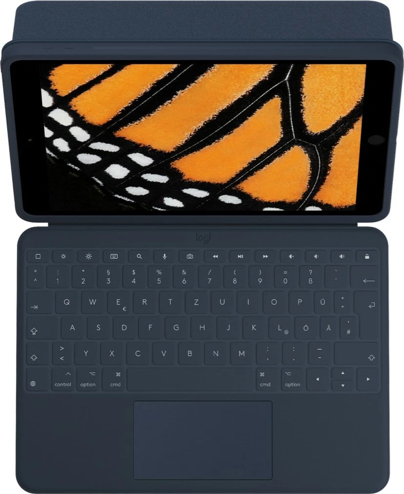 Mbështjellës me tastierë Logitech Rugged Combo 3 Touch për iPad, QWERTZ, trackpad, ngjyrë kaltër