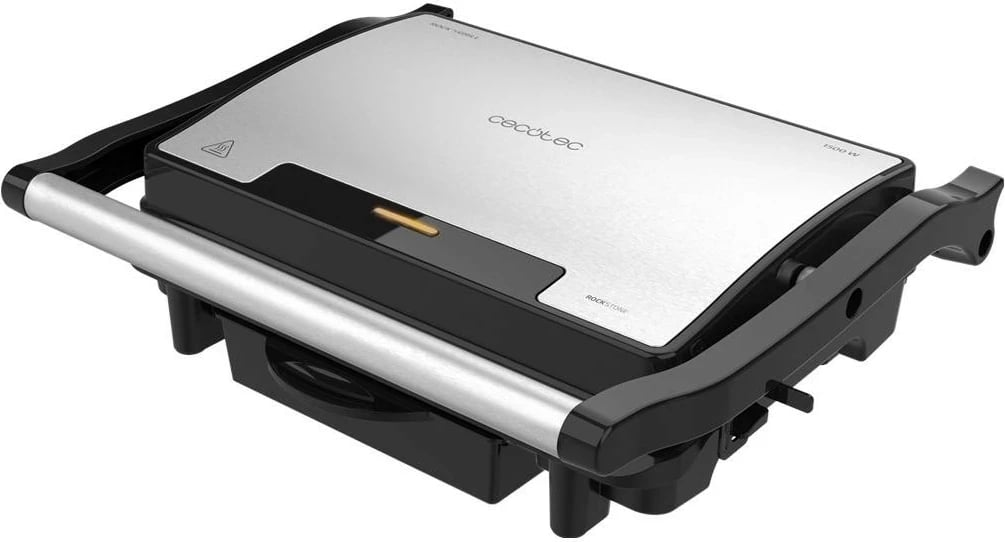 Grill kontakti Cecotec Rock'nGrill 1500 Rapid, 1500W, pllakë me shtresë guri, argjendtë