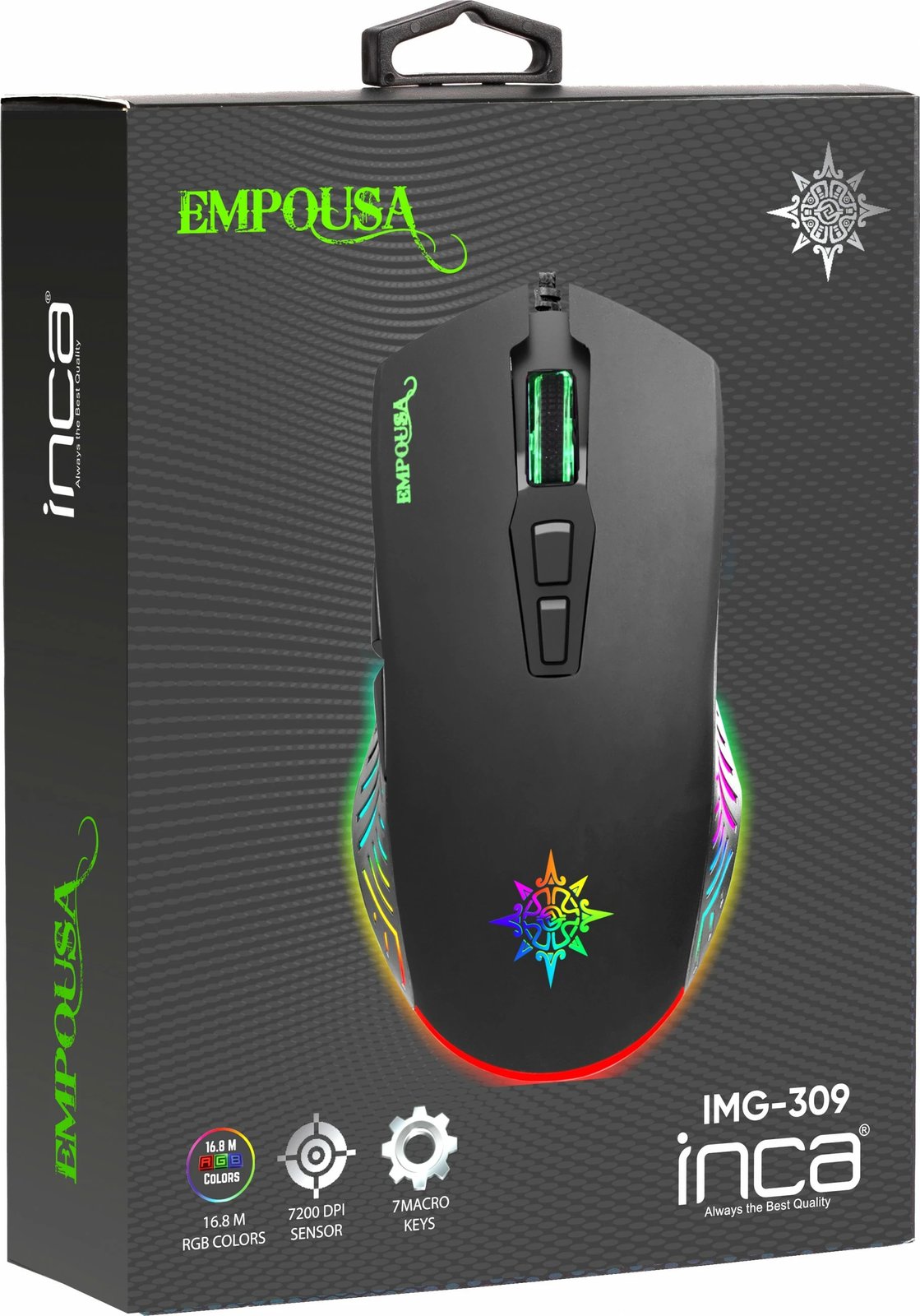 Maus gaming Inca IMG-309, 7200 DPI, 7 butona, RGB, i zi