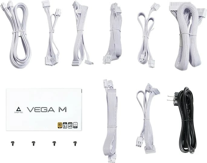 Furnizues energjie PC, Chieftec, PPG-750-CW Vega M, 750W, 80+ Gold, ATX 3.1, modular, i bardhë