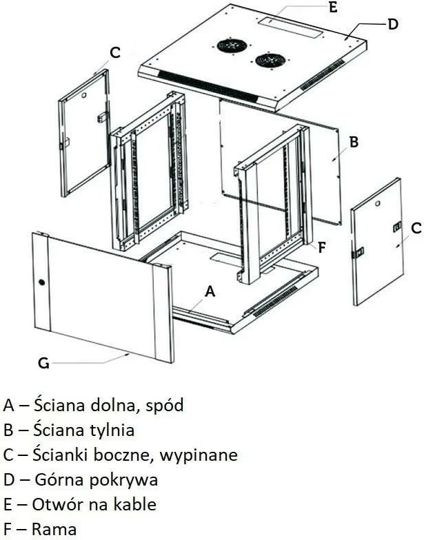 Kasë muri Extralink EX.2893 për server, 4U, 600x600 mm, e zezë, me derë xhami