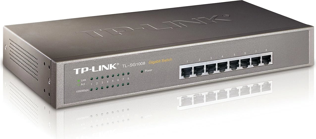 Switch TP-LINK TL-SG1008, 8 porta, Gigabit, për rack/desktop, i zi