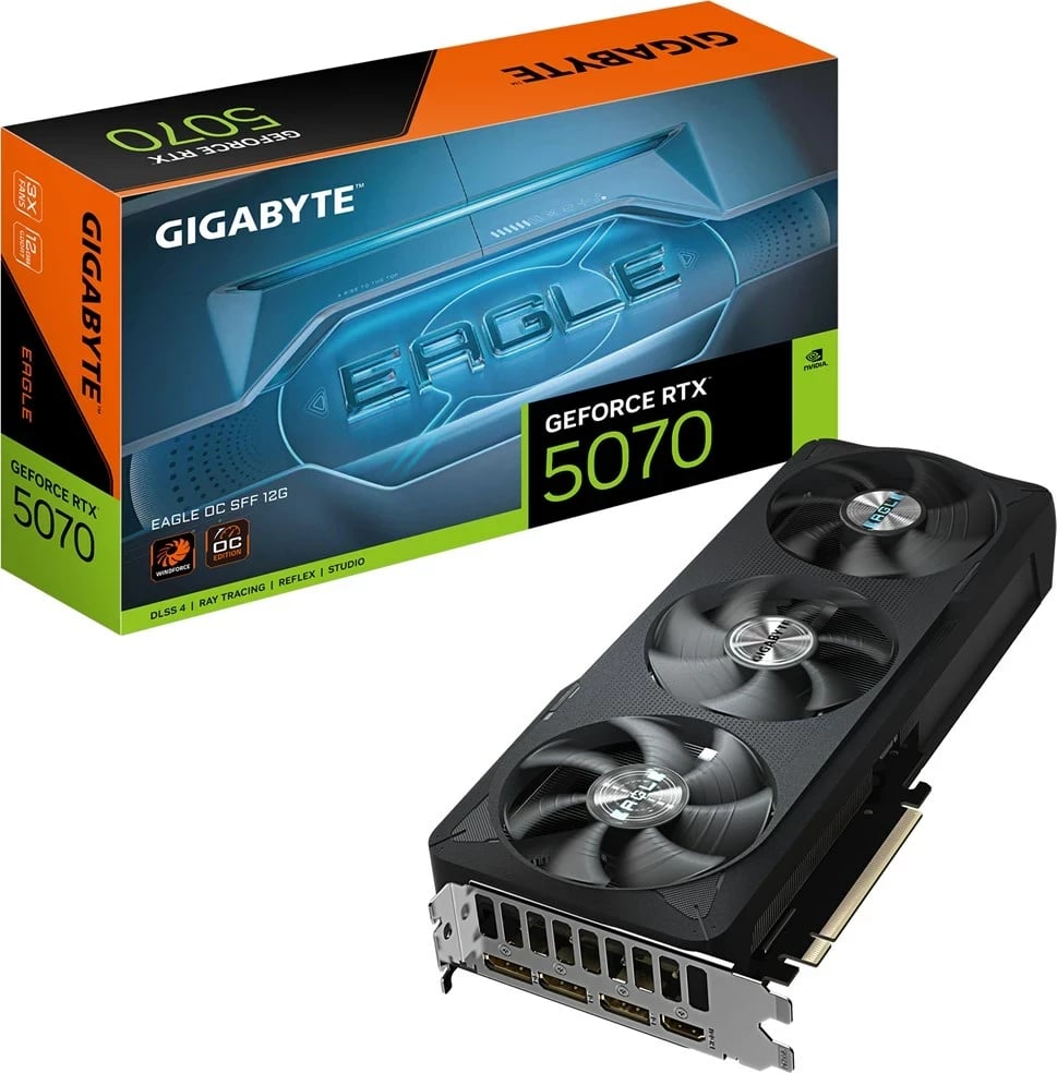Kartelë grafike Gigabyte GeForce RTX 5070 EAGLE OC SFF 12G, 12 GB GDDR7, PCI-E 5.0, E zezë