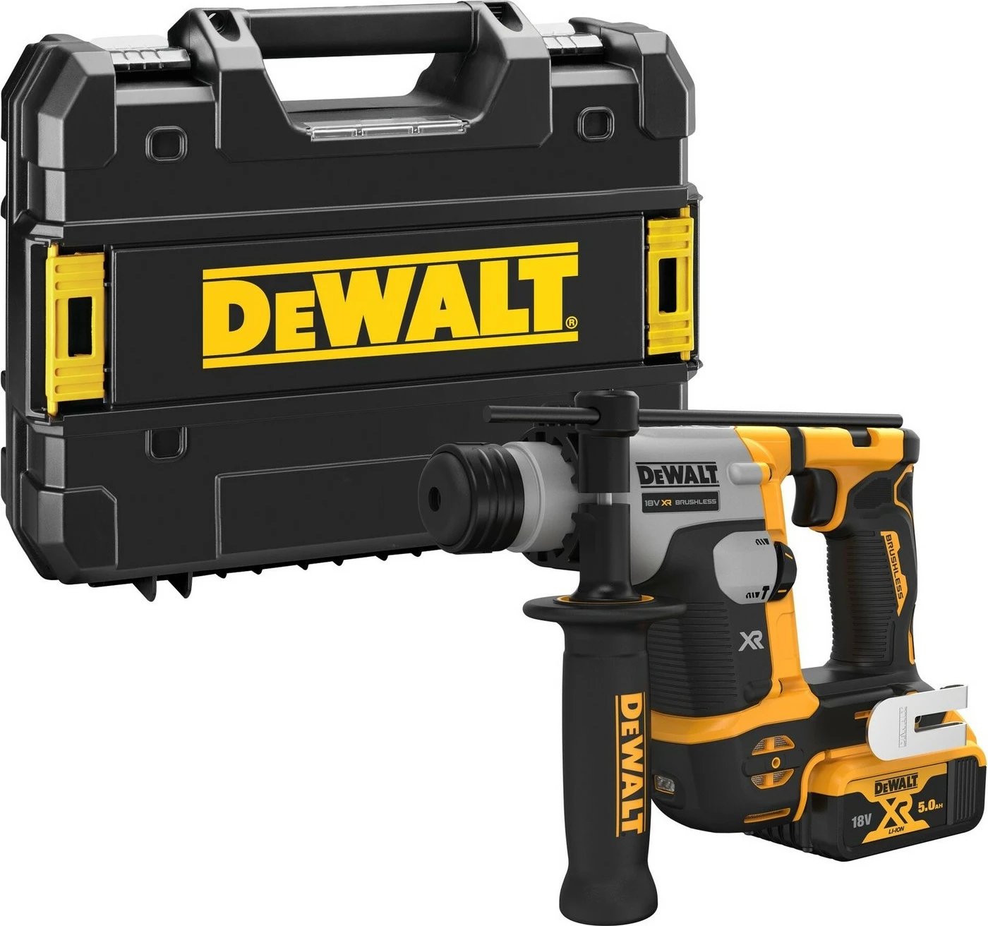 Pistol grip drill DeWALT DCH172NT-XJ, brushless, SDS Plus, 18V, 1.8kg, e verdhë