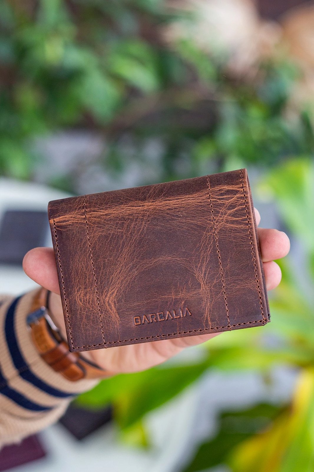 Portofol për burra, lëkurë natyrale, ngjyrë tan, Franklin Crazy