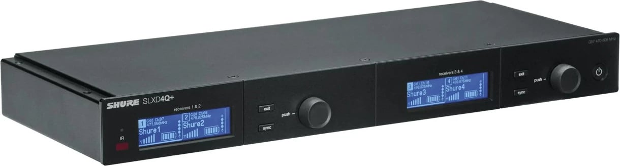 Marrës wireless për mikrofonë Shure SLXD4QDAN+, 32 kanale, i zi