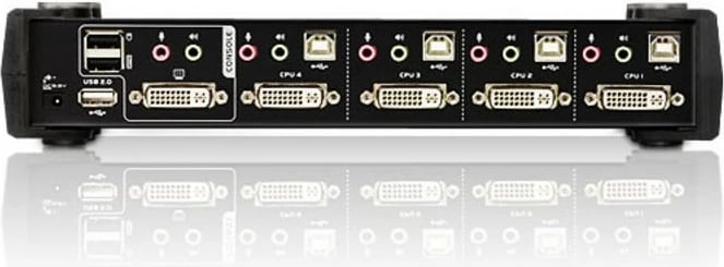 Switch KVM ATEN 4-portë USB DVI me audio dhe USB 2.0 Hub