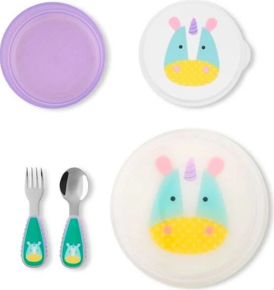 Set enësh Skip Hop ZOO Unicorn Dinner Set, 5 pjesë, shumëngjyrësh