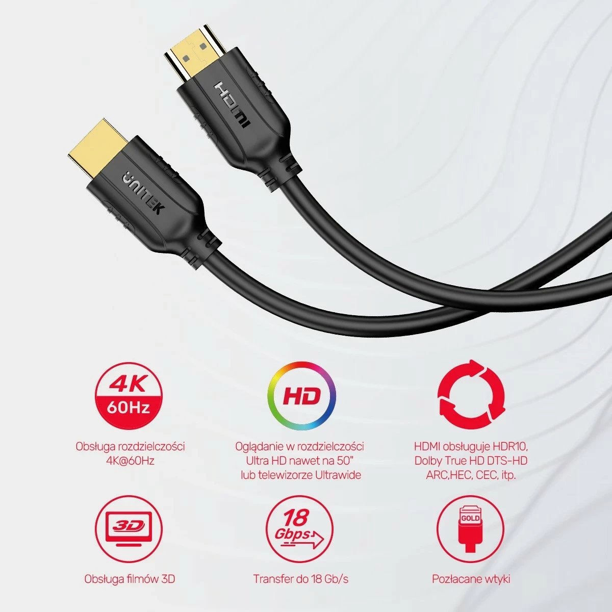 Kabëll HDMI Unitek 2.0 4K 60Hz 1.5m, i zi