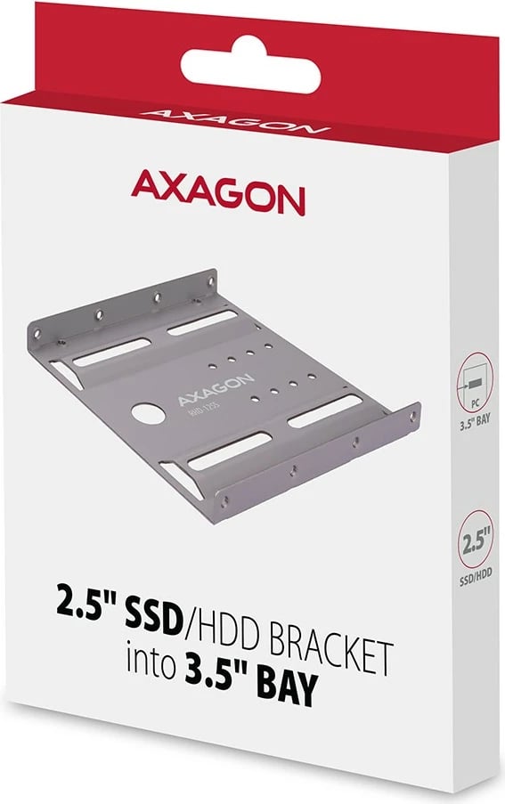 Kornizë metalike AXAGON RHD-125S për montim të HDD/SSD 2.5" në hapësirë 3.5", Gri