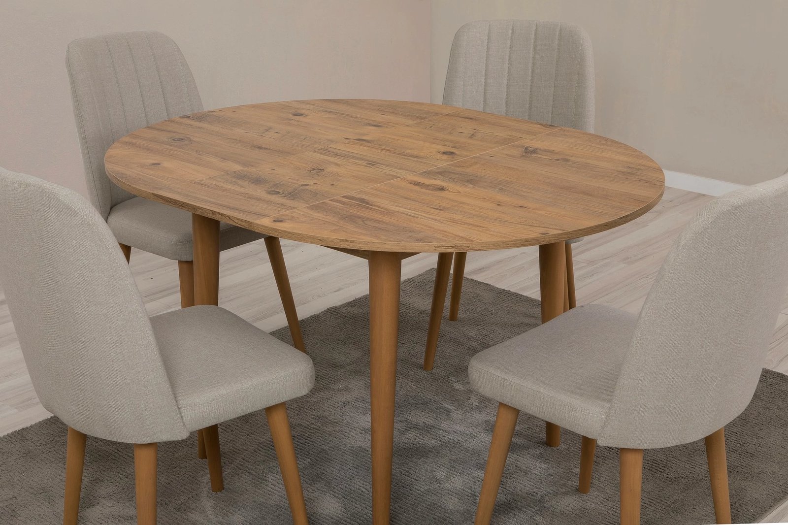 Tavolinë me karrige, zgjatshme, 5 copë, Skye Decor Vina 1005, ngjyrë pishë Atlantike, krem