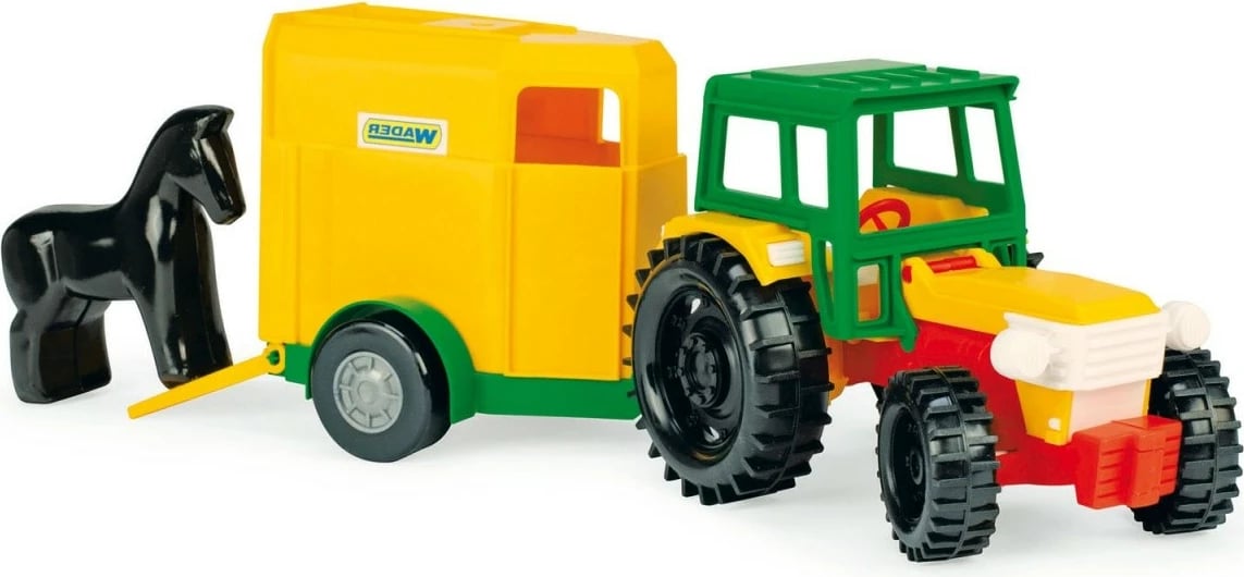 Traktor lodër Wader me rimorkio për kuaj, plastikë, Jeshile/Verdhë, set