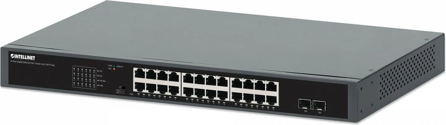 Switch Intellinet 561907, 24x RJ45 Gigabit PoE+ 370W, 2x SFP, i zi